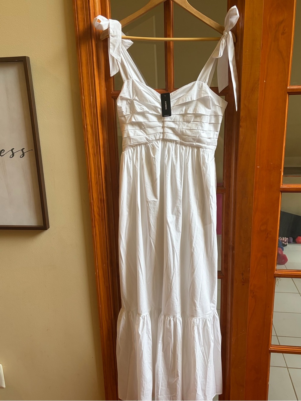 Express White Tie-Shoulder Maxi Dress